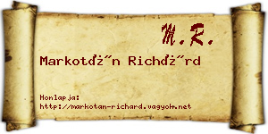 Markotán Richárd névjegykártya