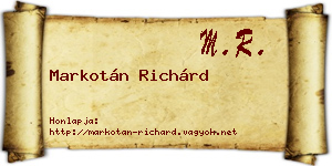 Markotán Richárd névjegykártya